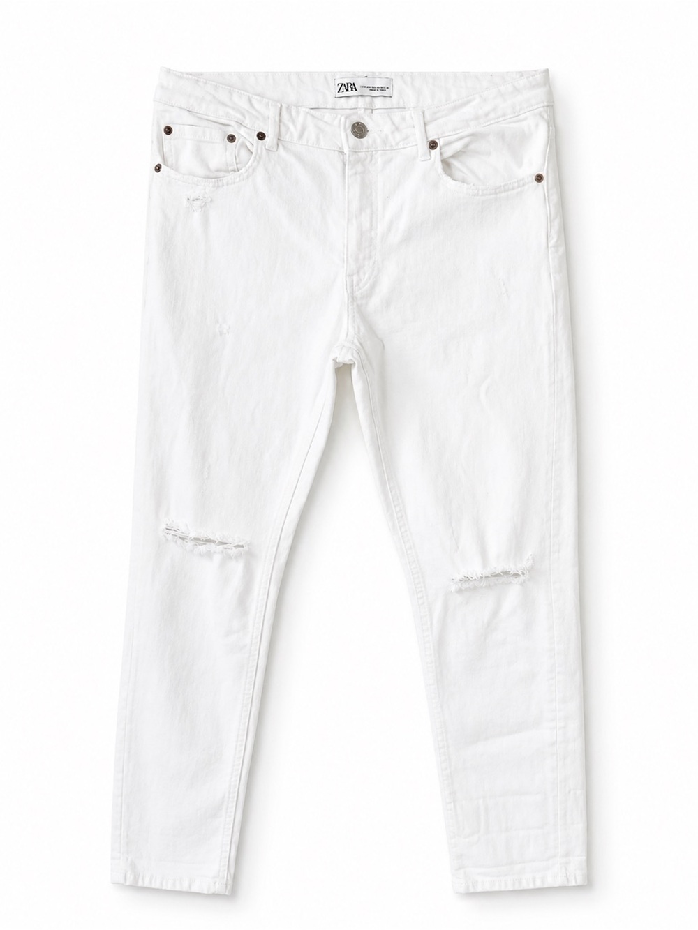 Zara White Distressed Skinny Jeans